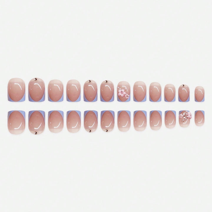 Künstlerisches Press-On Nagelkunst Set mit floralen und Juwelen-Elementen Karnz