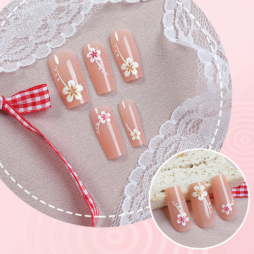 Künstlerisches Floral Press-On Nagelkunst Set Karnz