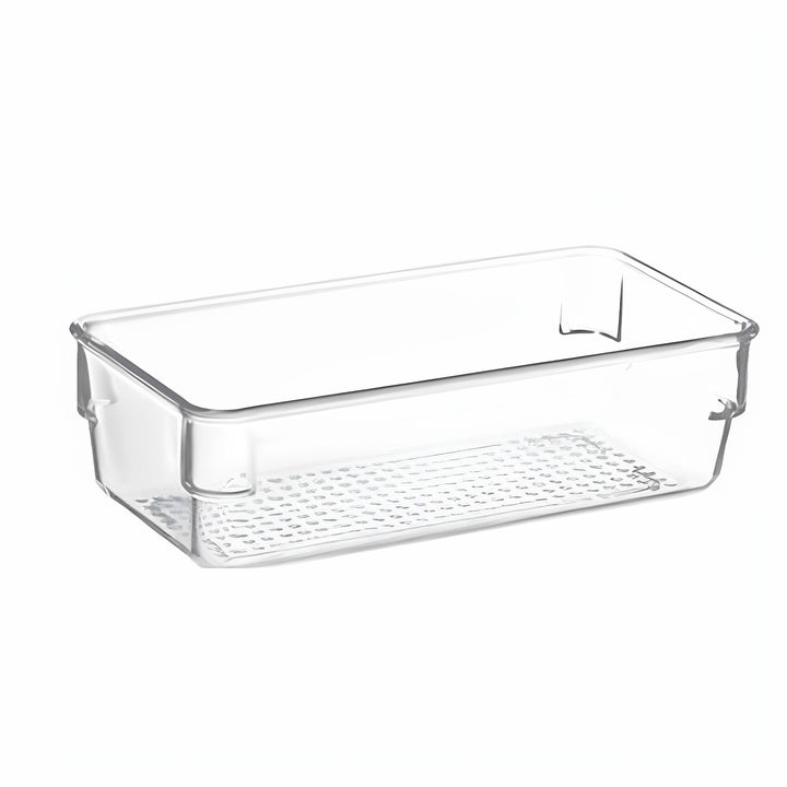 Transparente Kühlschrank-Türablage mit Riffelboden und Clipbefestigung