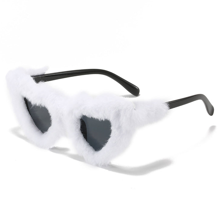 Herzförmige Kunstpelzrahmen Sonnenbrille Karnz