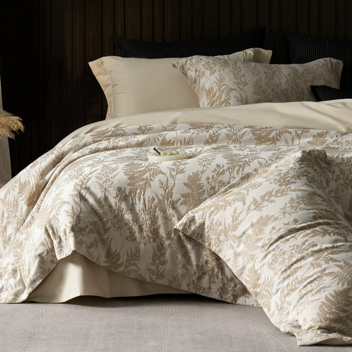 Luxus Baumwollsatin Wendebettbezug Set mit scrollendem Jacquarddruck und maßgeschneideter Säume
