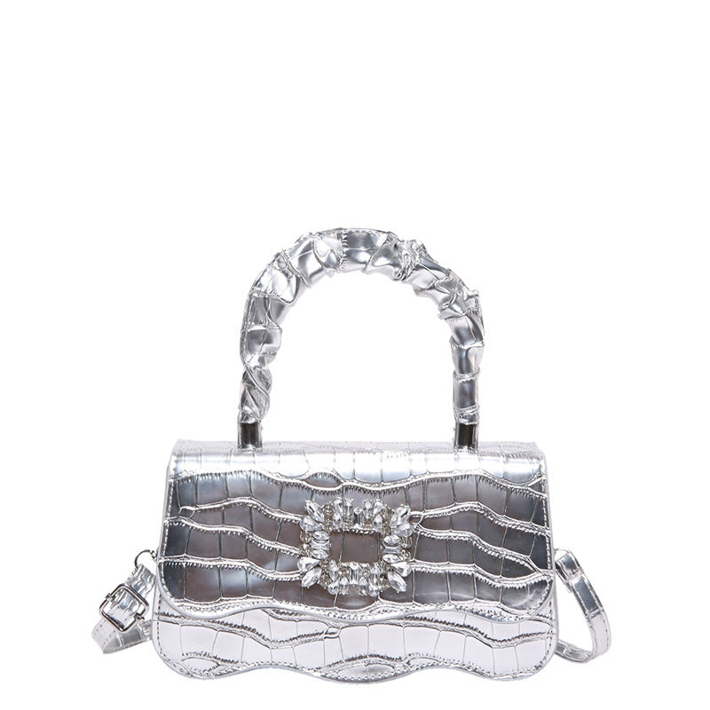 Glamouröse Krokodiltextur Abendhandtasche Karnz