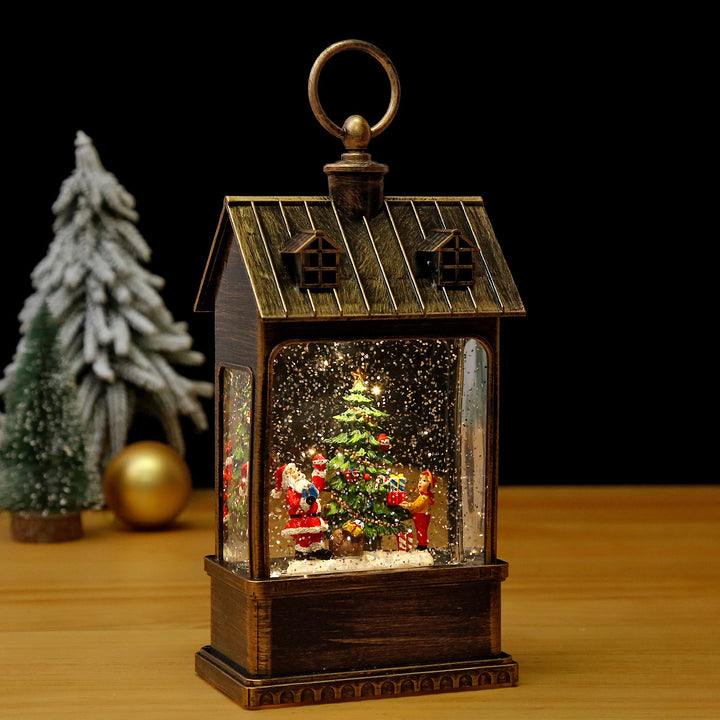 Nostalgische Weihnachtslaterne mit beweglich großem Weihnachtsmann Karnz