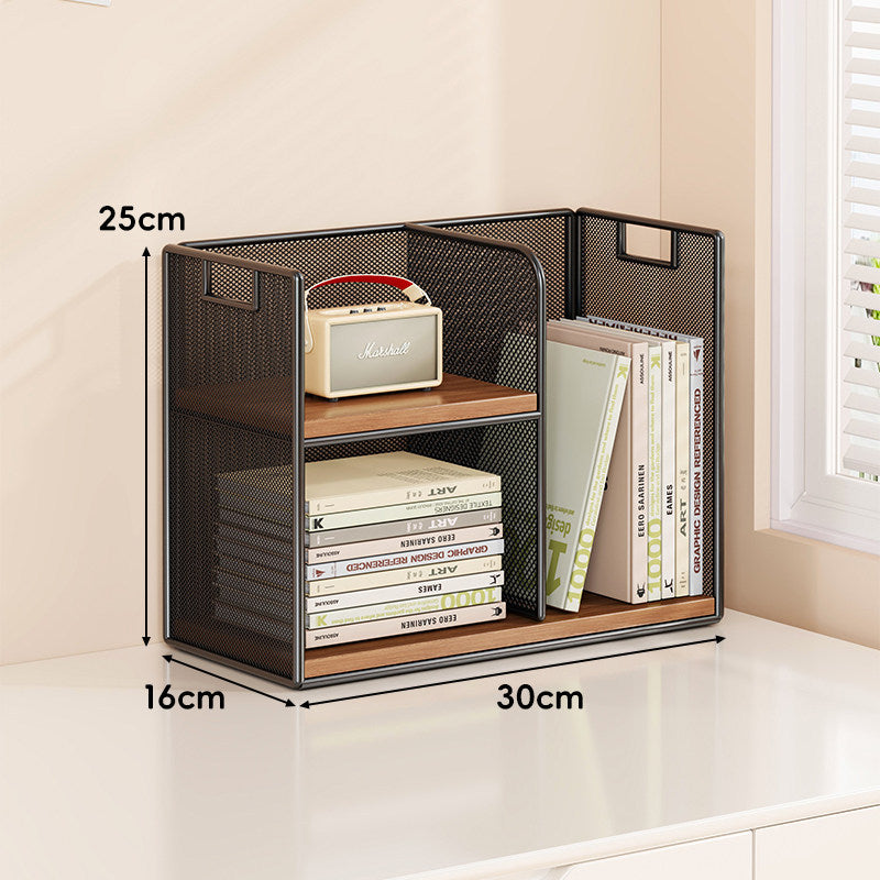 Mesh Stufiger Desktop-Organizer-Regal mit Griffausschnitten