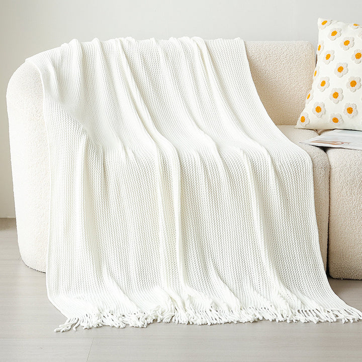 Weiches strukturiertes Strickwurfdecke