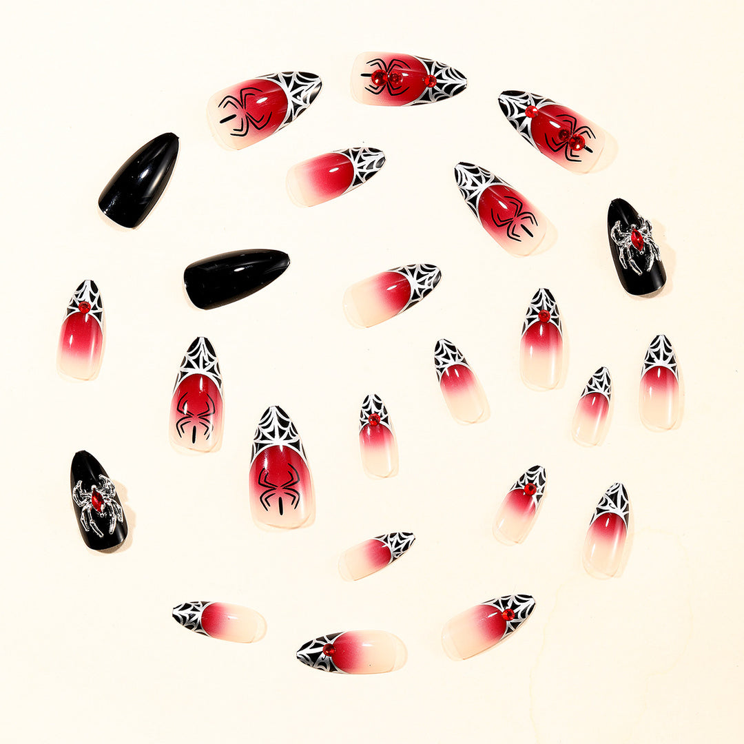 Gothic-Spinnen-Themen-Stiletto-Nagelkunstverlängerungen Karnz