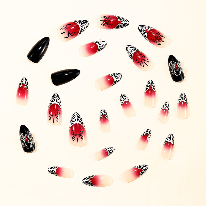 Gothic-Spinnen-Themen-Stiletto-Nagelkunstverlängerungen Karnz