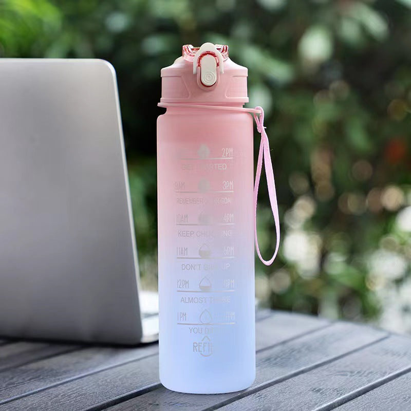 Damen Motivierende Wasserflasche mit Zeitmarkierungen Karnz