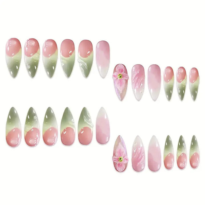 Künstlerische florale 3D Press-On Nagelkunst Karnz