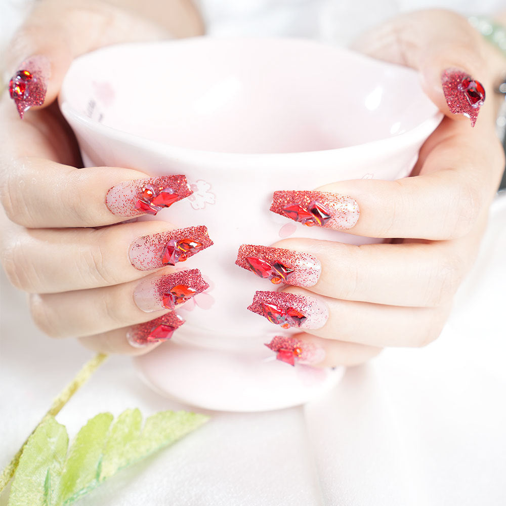 Glamouröse Strass Press-On Nagelset Karnz