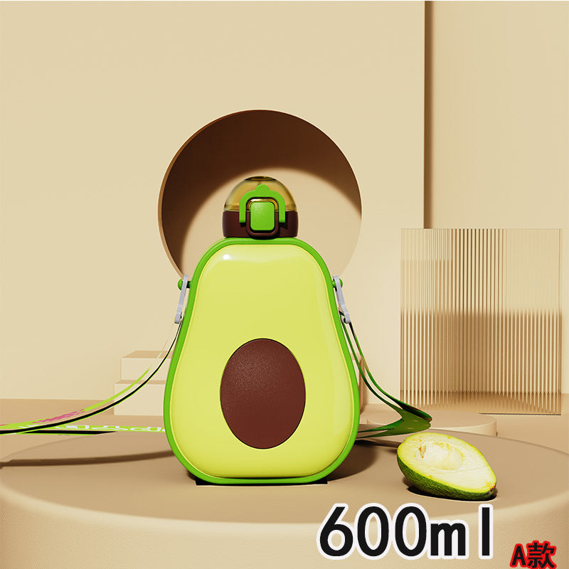 Damen Avocado Trinkflasche mit auslaufsicherem Verschluss und integriertem Tragegurt Karnz