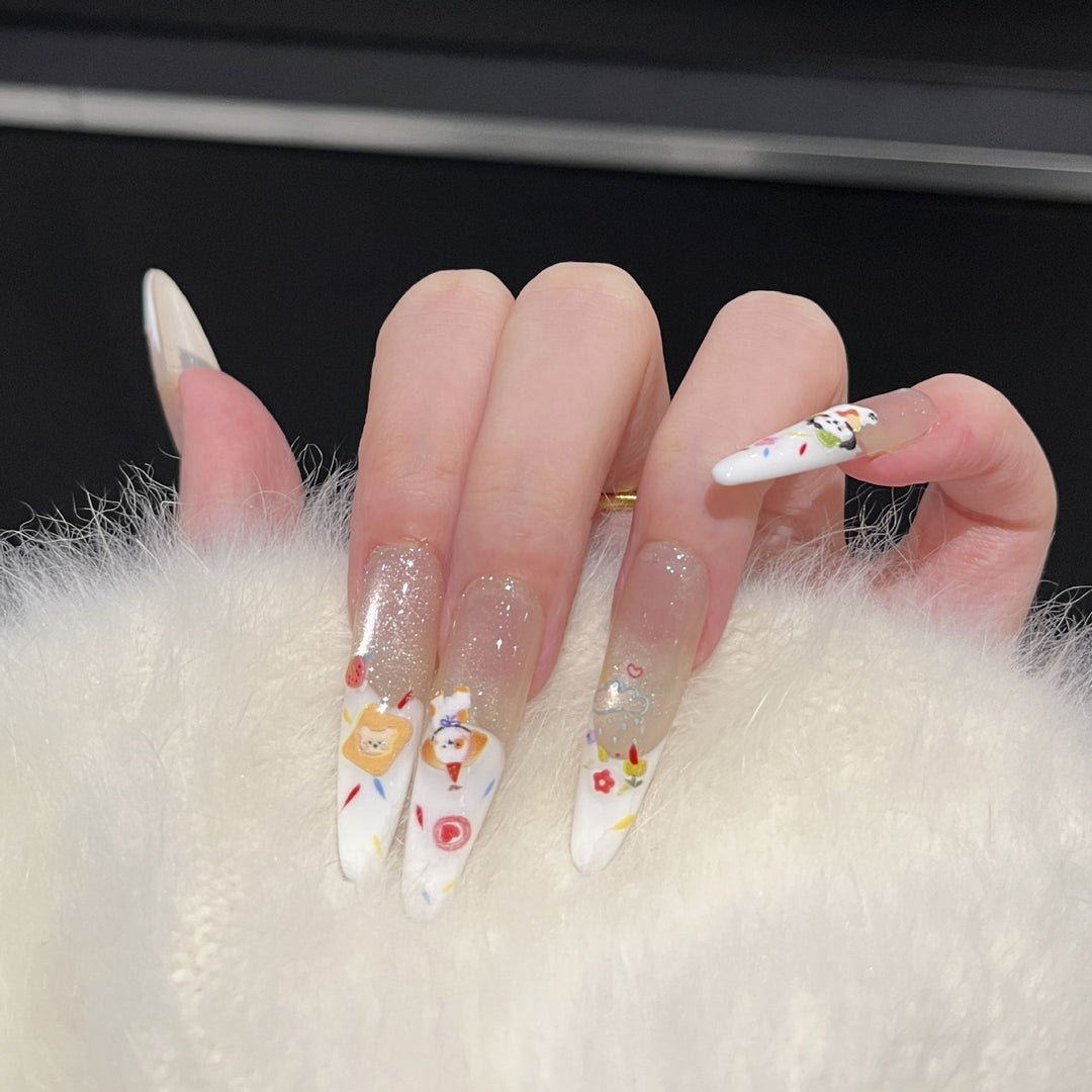 Dekoratives Press-On-Nail-Art-Set mit Glitzerakzenten Karnz