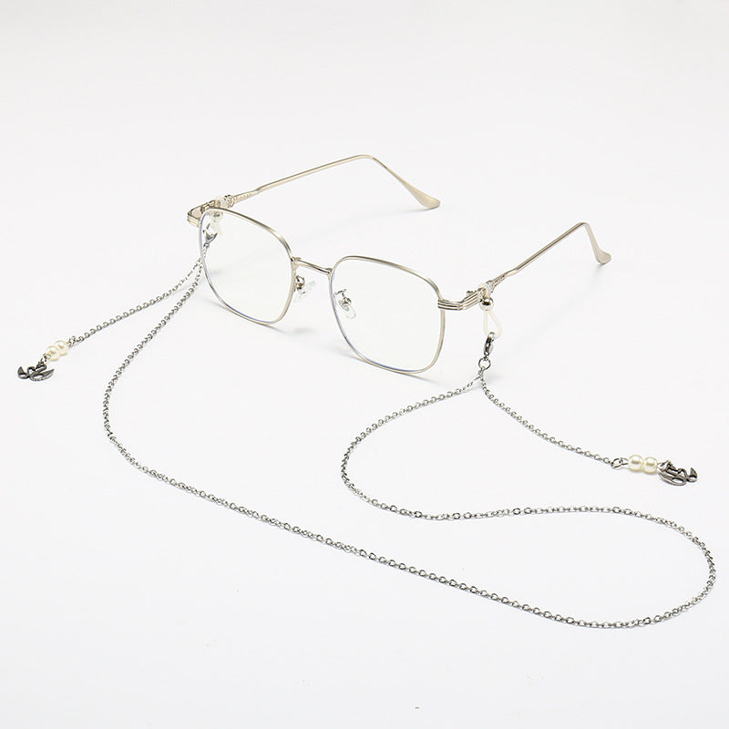 Chic Quadratrahmen Brille mit dekorativer Kette Karnz