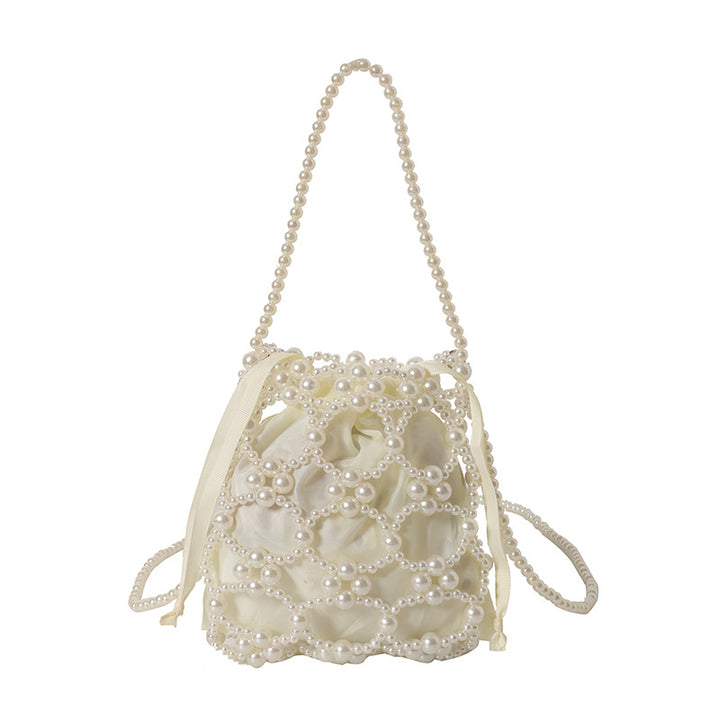 Elegante perlenverzierte Drawstring-Handtasche