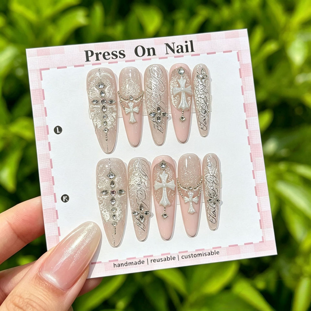 Anpassbare Glitter-Akzent Press-On Nägel