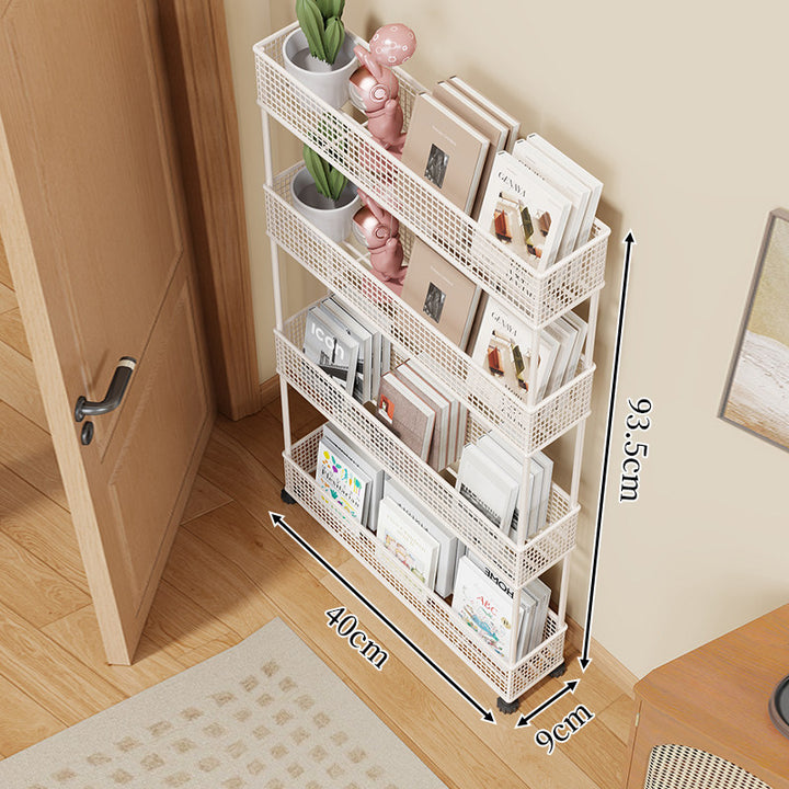 Schlanker vierstufiger Metallgitter schmaler Bücherregal-Organizer