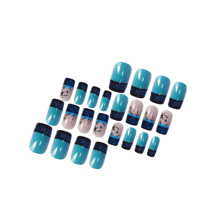 Dekoratives Glitzerstern-akzentuiertes Press-On-Nagelset Karnz