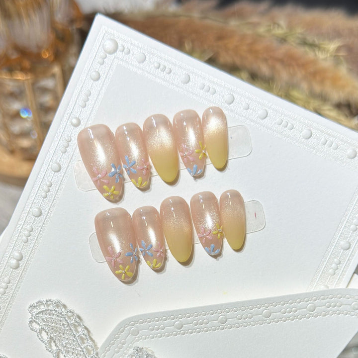 Blumenmuster Press-On Nagelkunst Set