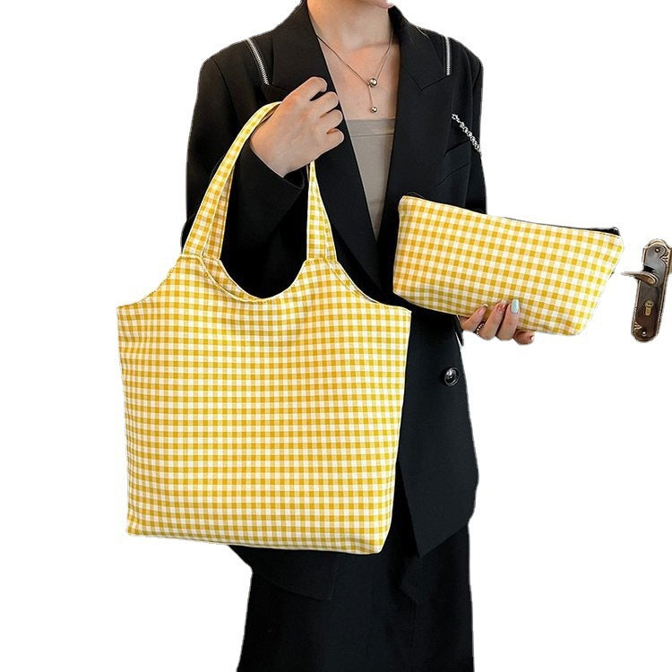 Kariertes Gingham Tragetasche