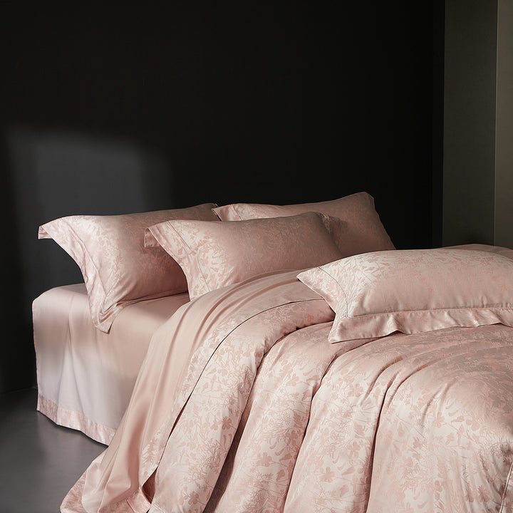 Jacquard Floral Sateen Bettbezug-Set mit Kissenbezügen