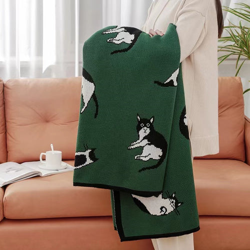 Gemütliche katzenmotivierte Wurfdecke