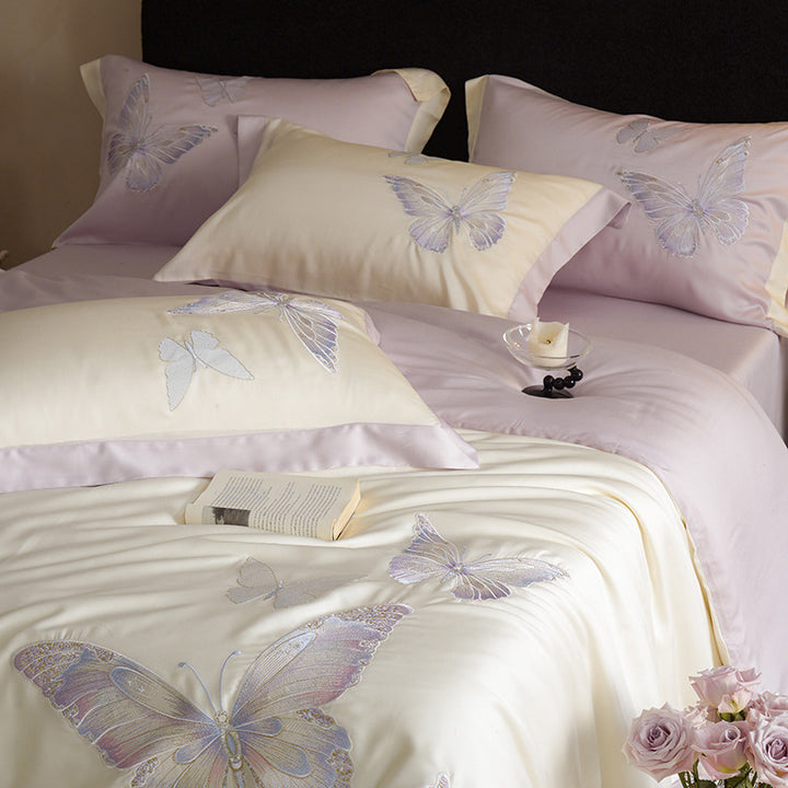 Besticktes Satin Bettbezug Set