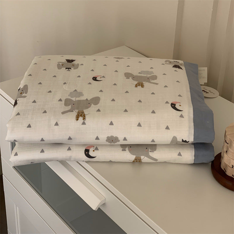 Weiche Mull-Babydecke mit Teddy-Design und doppellagiger Gaze