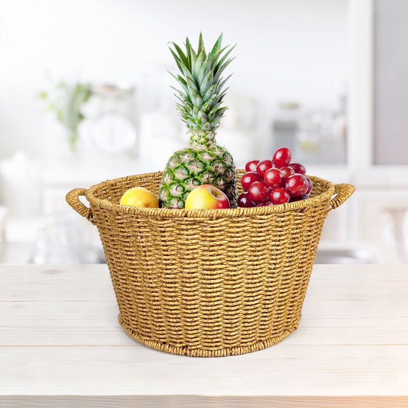 Damen Rattankorb mit Deckel und trendigen Griffen Karnz