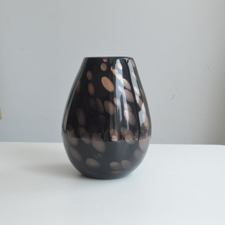 Mouth-Blown Gesprenkelter Glasbirnenvase mit Schmalem Mund und Hochglanz-Finish Karnz