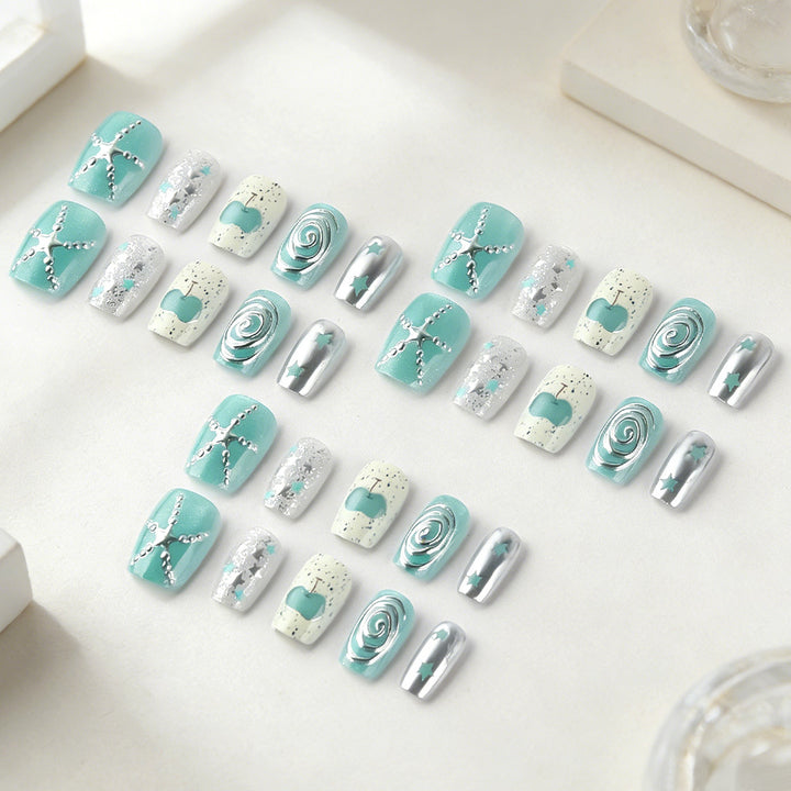 Ozean-inspiriertes Press-On Nagel Set Karnz