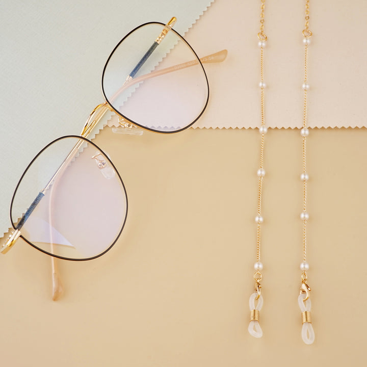 Elegante mit Perlen akzentuierte Brillenkette Karnz