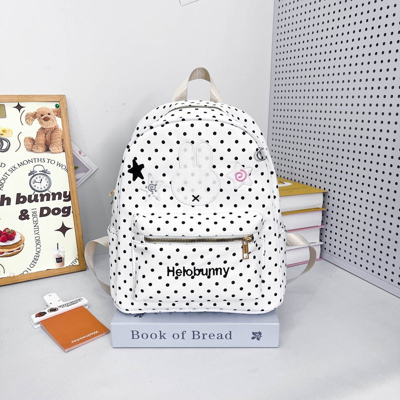 Polka-Dots Cartoon-Themen Rucksack mit Plüsch Charm Karnz
