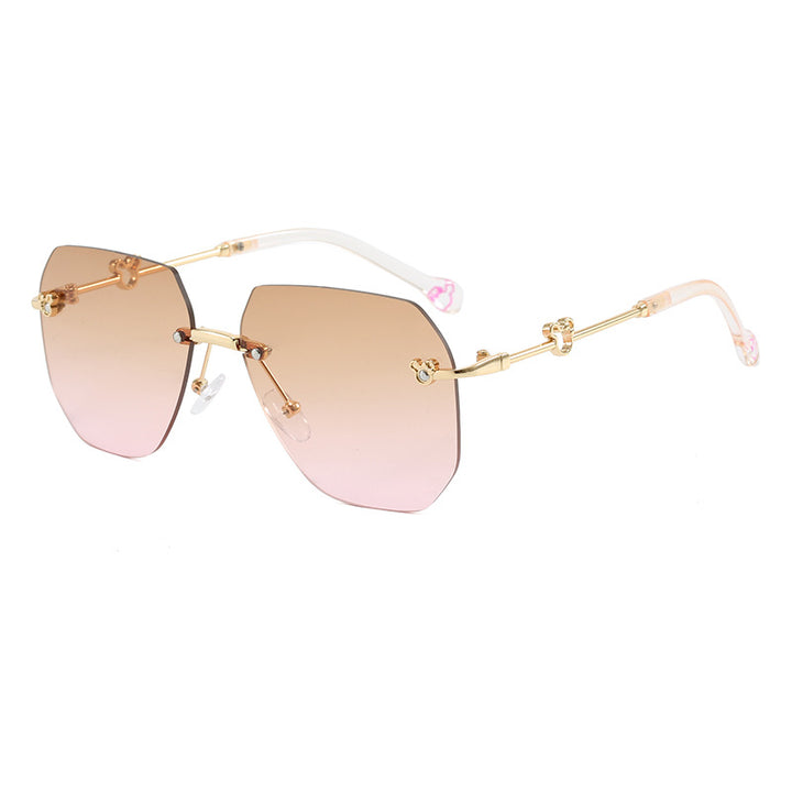 Damen stilvolle Oversized-Sonnenbrille mit facettiertem Rahmen Karnz