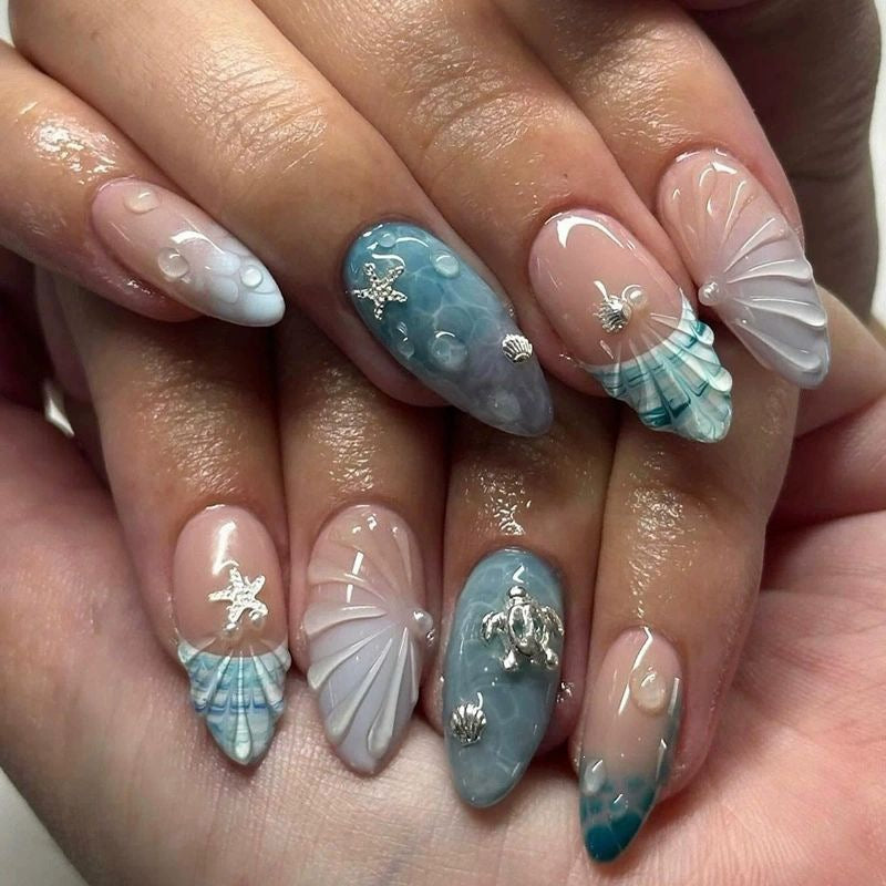 Küsten-Themen Press-On Nagelkunst Set