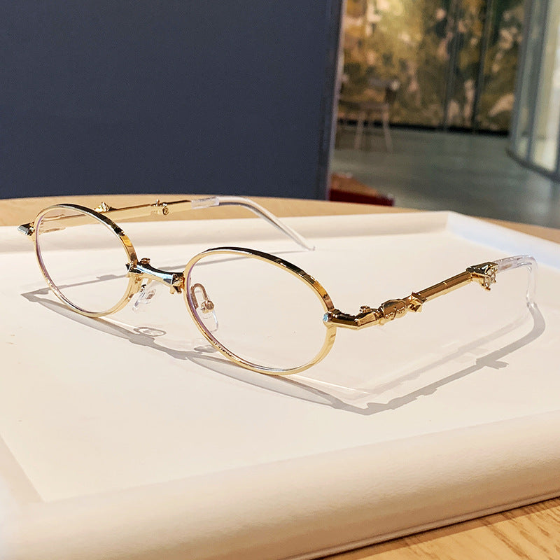 Damen modische Brille mit elegantem Metallgestell und leicht gefärbten Gläsern Karnz