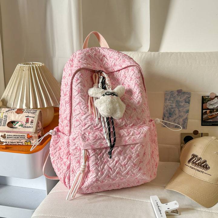 Texturiertes Stoff-Rucksack mit süßen Charms