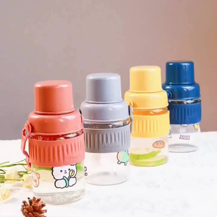 Damen trendige Glas-Trinkflasche mit praktischem Silikon-Schutz Karnz