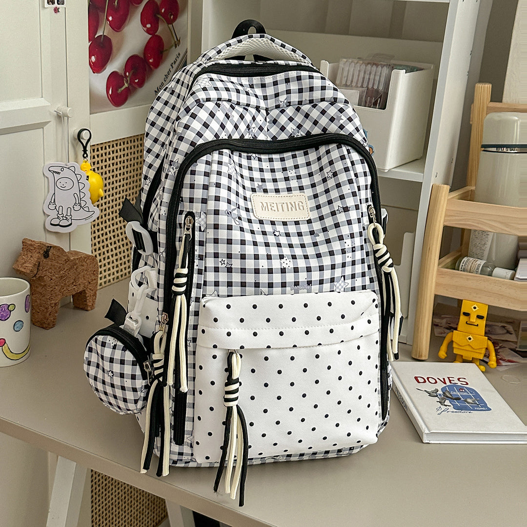 Dekorativer Rucksack mit Karos und Sternenmuster Karnz