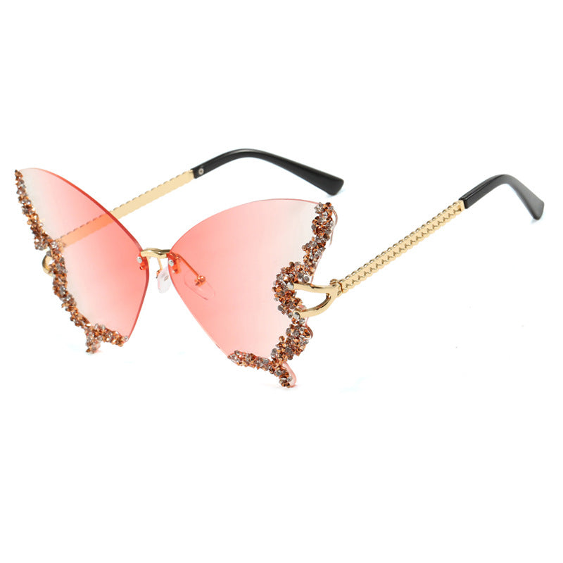 Damen große Cat-Eye Sonnenbrille mit funkelndem Strassbesatz und elegantem Rahmen Karnz