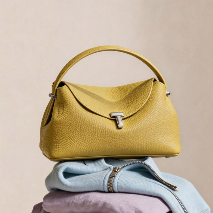 Gekurvte Umschlag-Top-Handle-Pebbled Satchel mit abnehmbarem Crossbody-Riemen