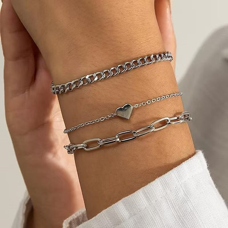 Elegantes Silberkettchen-Armband-Set Karnz