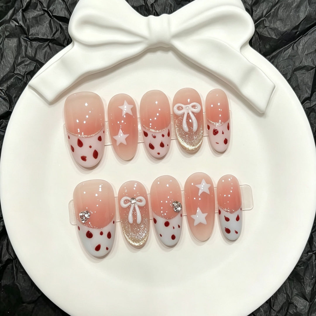 Verspieltes Kirschblüten Press-On Nagelkunst Set