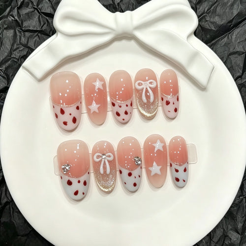 Verspieltes Kirschblüten Press-On Nagelkunst Set