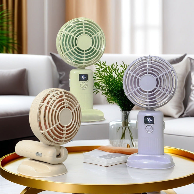 Damen Tragbarer Mini-Tischventilator mit digitaler Anzeige und USB-Ladefunktion Karnz