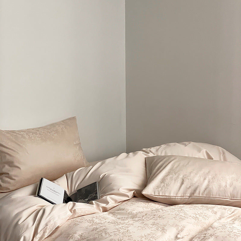 Premium-Satin-Bettwäschegarnitur mit geprägtem Monstera-Blattrelief und knitterarmem Finish