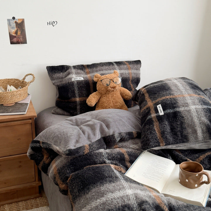 Gemütliches Karierter Fleece Decken Set