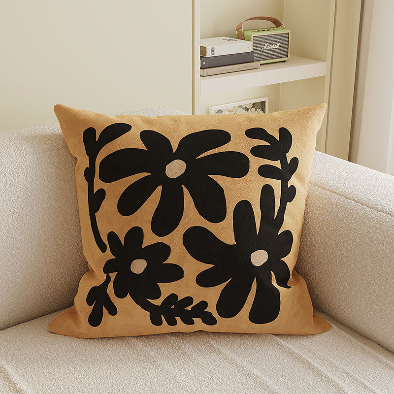 Velvet Bamboo Leaf Square Throw Pillow Cover with Hidden Zipper