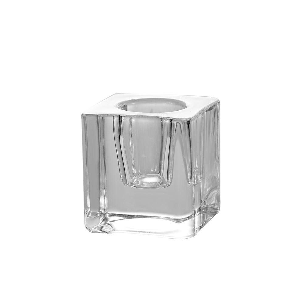 Quadratischer gerippter Glas Teelichthalter Karnz
