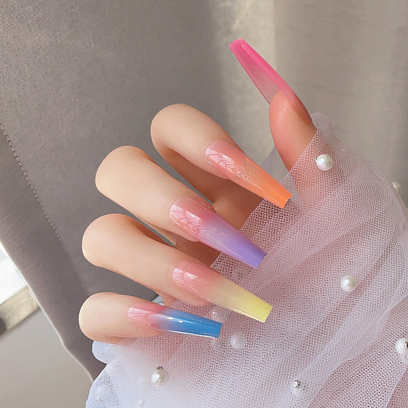 Gradient Ombre Lange Press-On Nägel Karnz