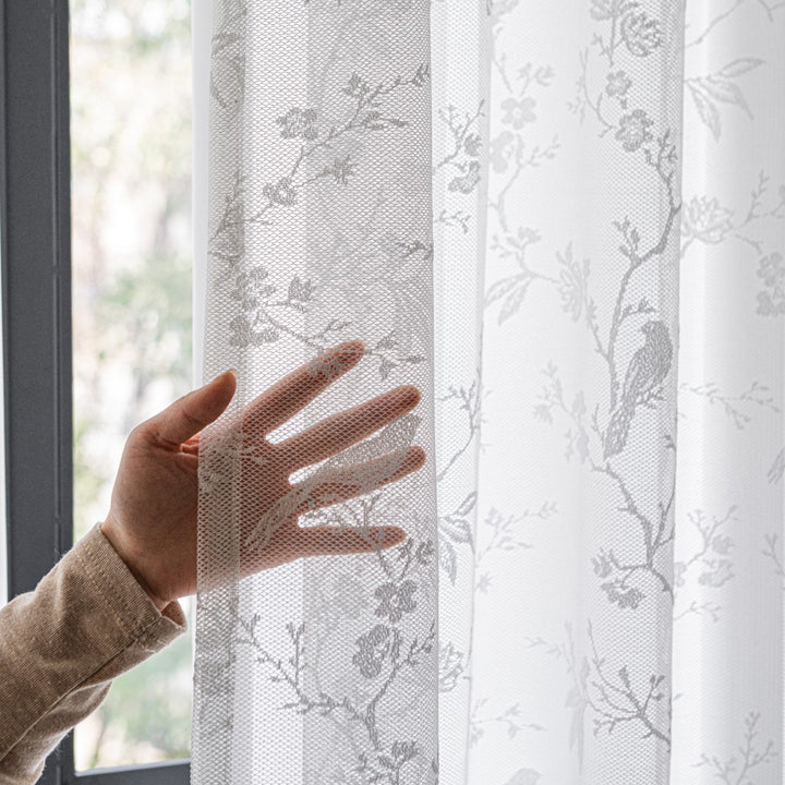 WoLace Bestickte Transparente Gardine Karnz